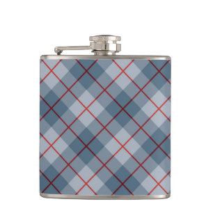 Bias Plaid Blue-Red Stripe Hip Flask