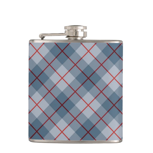 Bias Plaid Blue-Red Stripe Hip Flask (Front)