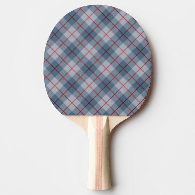 Bias Plaid Blue-Red Stripe Ping Pong Paddle (Front)
