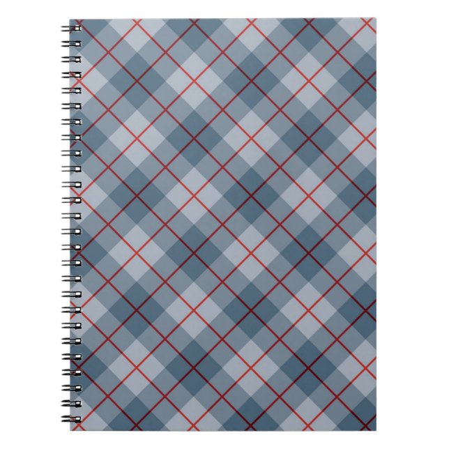 Bias Plaid Blue-Red Stripe Spiral Notebook (Front)