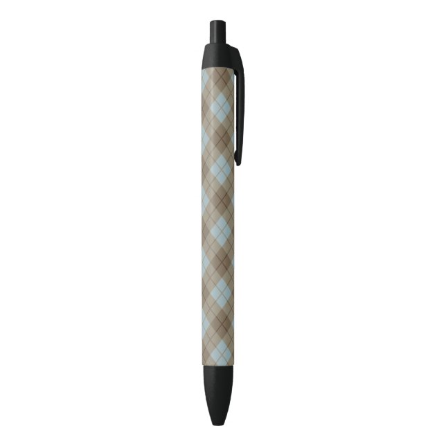 Bias Plaid in Blue and Brown Black Ink Pen (Bottom (Vertical))
