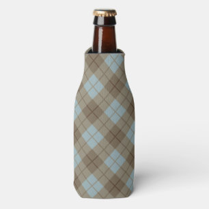 Bias Plaid in Blue and Brown Bottle Cooler