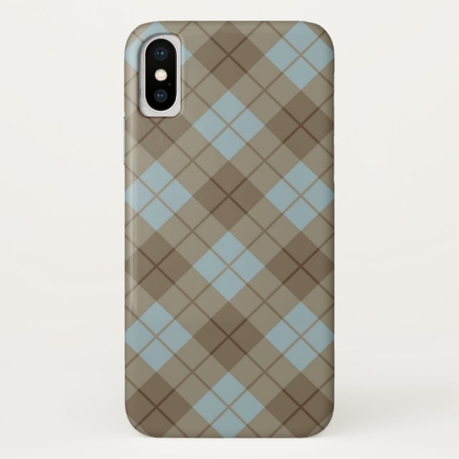 Bias Plaid in Blue and Brown Case-Mate iPhone Case (Back)