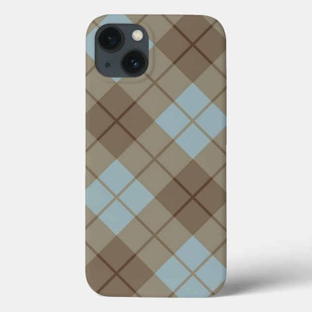 Bias Plaid in Blue and Brown Case-Mate iPhone Case (Back)