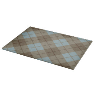 Bias Plaid in Blue and Brown Cutting Board