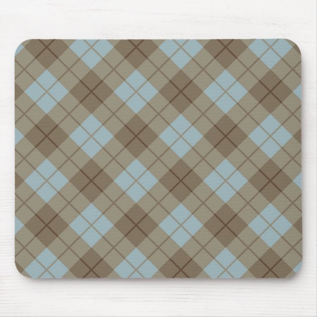 Bias Plaid in Blue and Brown Mouse Pad (Front)