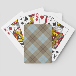 Bias Plaid in Blue and Brown Playing Cards