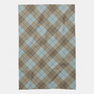 Bias Plaid in Blue and Brown Tea Towel