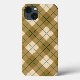Bias Plaid in Gold with Green Stripe iPhone 13 Case