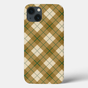 Bias Plaid in Gold with Green Stripe iPhone 13 Case