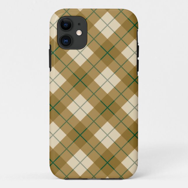 Bias Plaid in Gold with Green Stripe Case-Mate iPhone Case (Back)