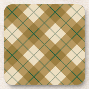 Bias Plaid in Gold with Green Stripe Coaster