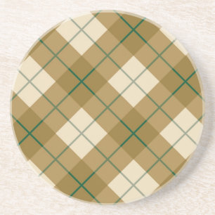 Bias Plaid in Gold with Green Stripe Coaster