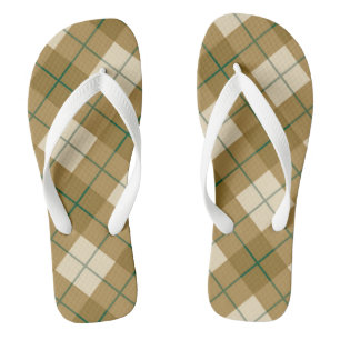 Bias Plaid in Gold with Green Stripe Jandals