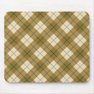 Bias Plaid in Gold with Green Stripe Mouse Pad