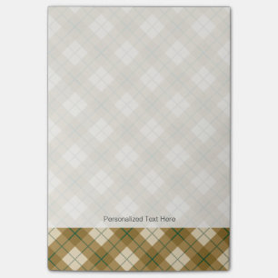 Bias Plaid in Gold with Green Stripe Post-it Notes