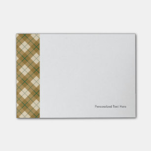 Bias Plaid in Gold with Green Stripe Post-it Notes