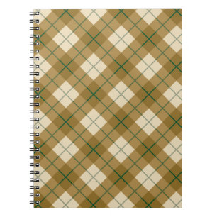 Bias Plaid in Gold with Green Stripe Spiral Notebook