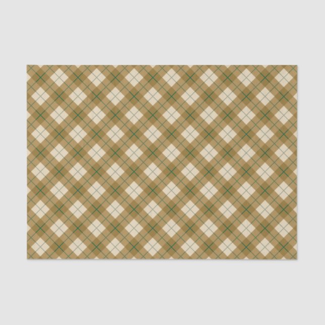 Bias Plaid in Gold with Green Stripe Tissue Paper (Front)