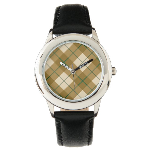 Bias Plaid in Gold with Green Stripe Watch (Front)