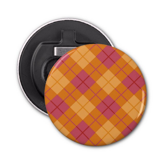 Bias Plaid in Orange and Pink Bottle Opener (Front)