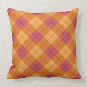 Bias Plaid in Orange and Pink Cushion
