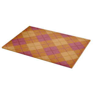 Bias Plaid in Orange and Pink Cutting Board
