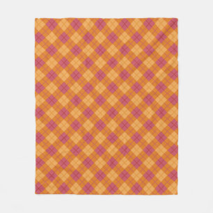 Bias Plaid in Orange and Pink Fleece Blanket
