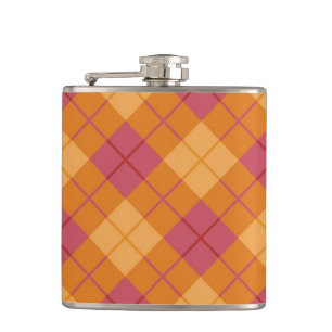 Bias Plaid in Orange and Pink Hip Flask