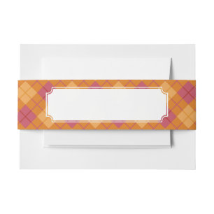 Bias Plaid in Orange and Pink Invitation Belly Band