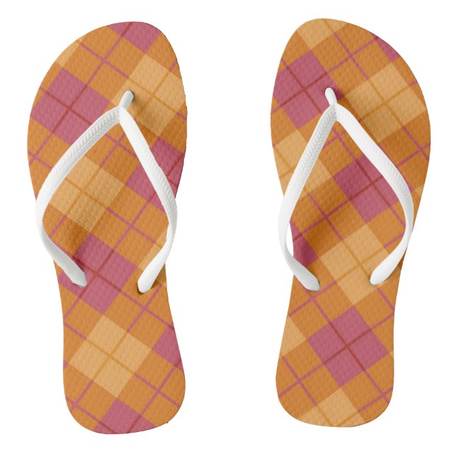 Bias Plaid in Orange and Pink Jandals (Footbed)