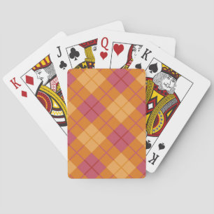 Bias Plaid in Orange and Pink Playing Cards