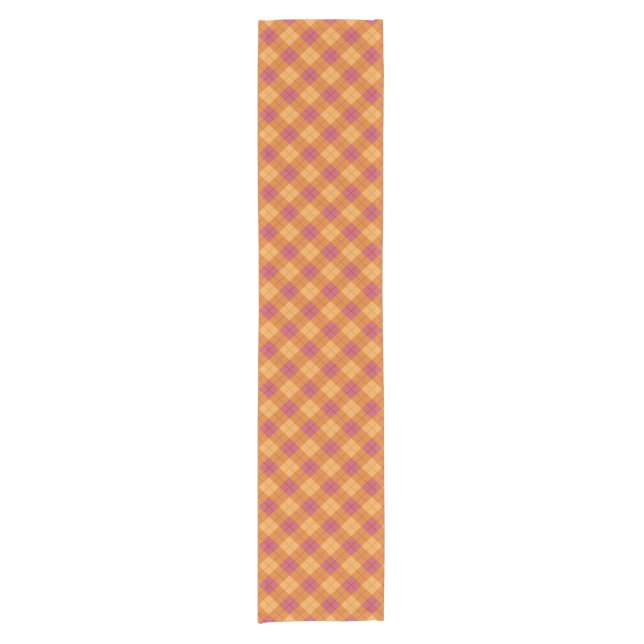 Bias Plaid in Orange and Pink Short Table Runner (Front)