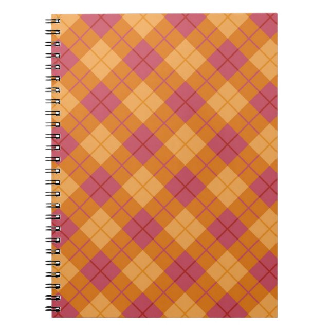 Bias Plaid in Orange and Pink Spiral Notebook (Front)