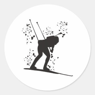 Biathlete Nordic Skiing Biathlon 12  Classic Round Sticker