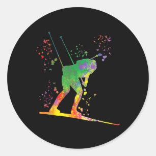 Biathlete Nordic Skiing Biathlon 17  Classic Round Sticker
