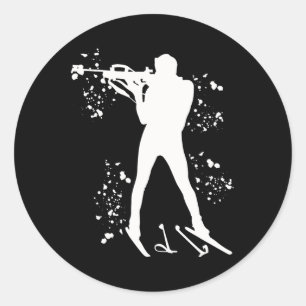 Biathlete Nordic Skiing Biathlon 1  Classic Round Sticker