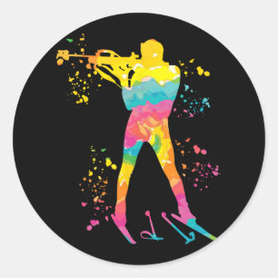 Biathlete Nordic Skiing Biathlon 23  Classic Round Sticker