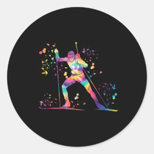 Biathlete Nordic Skiing Biathlon 27 Classic Round Sticker