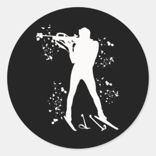 Biathlete Nordic Skiing Biathlon _2  Classic Round Sticker