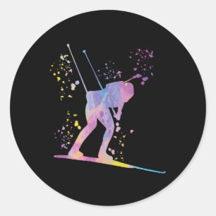 Biathlete Nordic Skiing Biathlon 2 Classic Round Sticker