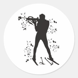 Biathlete Nordic Skiing Biathlon _3 Classic Round Sticker