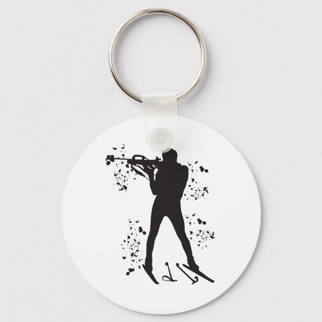 Biathlete Nordic Skiing Biathlon _3  Key Ring (Front)