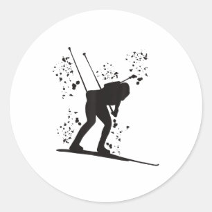 Biathlete nordic skiing biathlon classic round sticker