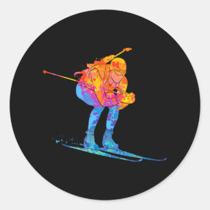 Biathlete Skiing Biathlon Classic Round Sticker