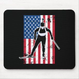 Biathlon American Flag 2 Usa Gift - Biathlon Team  Mouse Pad