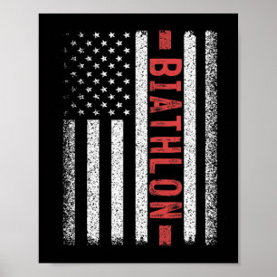 Biathlon American Flag 4th Of July Biathlon Runner Poster