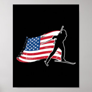 Biathlon American Flag Usa Gift - Biathlon Team Poster