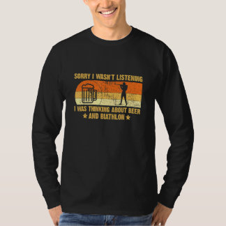 Biathlon And Beer Slogan - Retro Biathlon Vintage  T-Shirt
