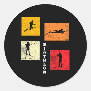 Biathlon Cross Country Skiing Biathlete Winter Spo Classic Round Sticker